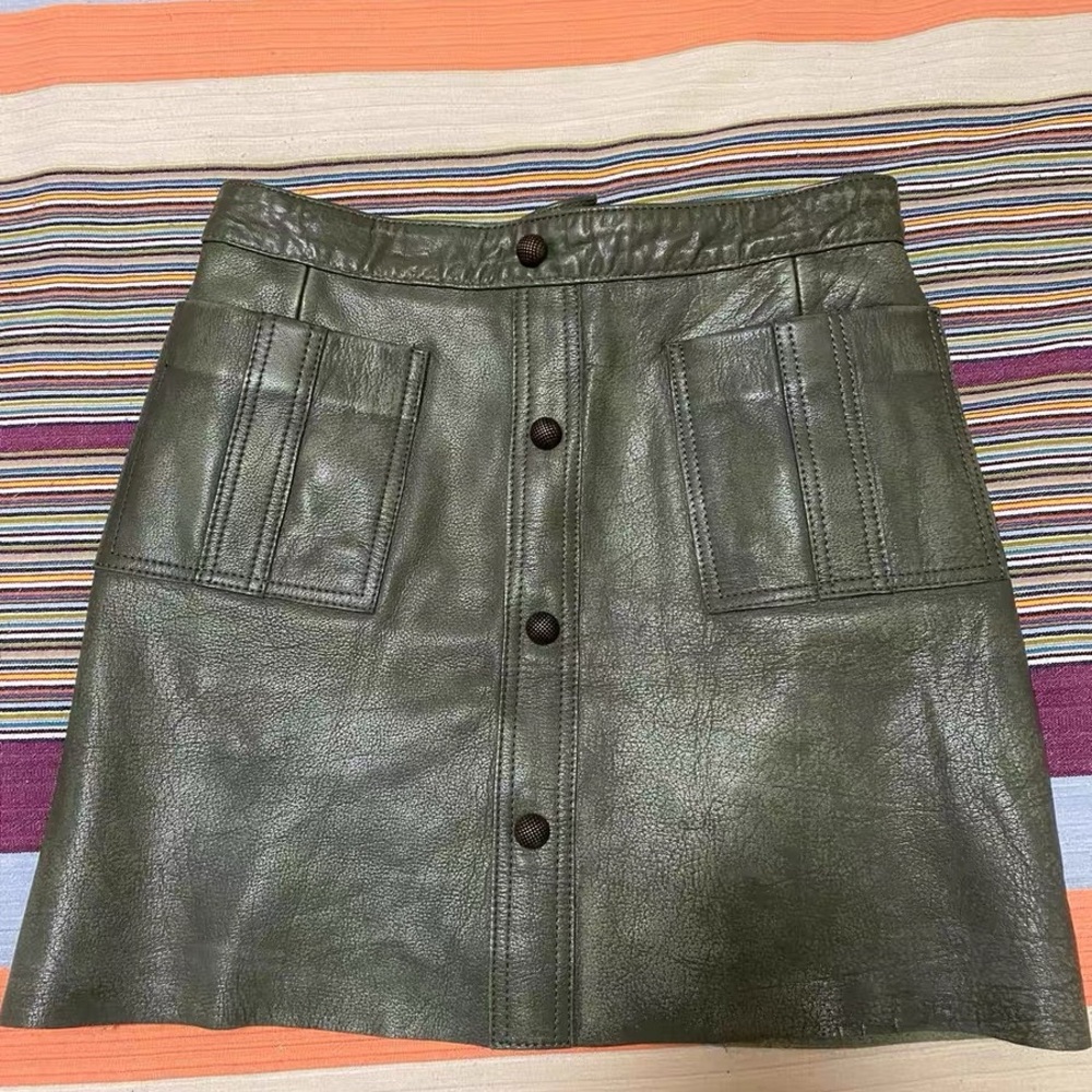 Aje Olive Green Leather skirt